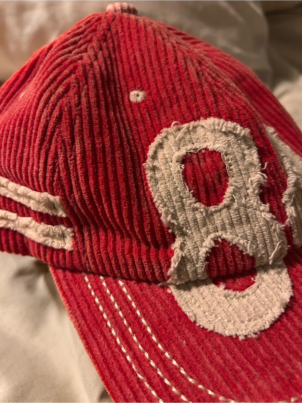 Free People Hollie Varsity Red tCorduroy '84 Varsity Cap - Picture 7 of 9